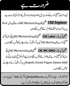 cnc machine operator jobs in karachi|8 CNC Jobs in Karachi .